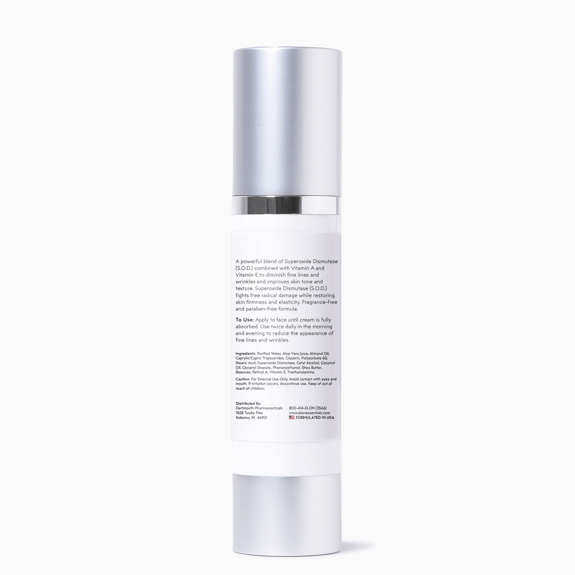 Elon SOD Cream - back image of pump