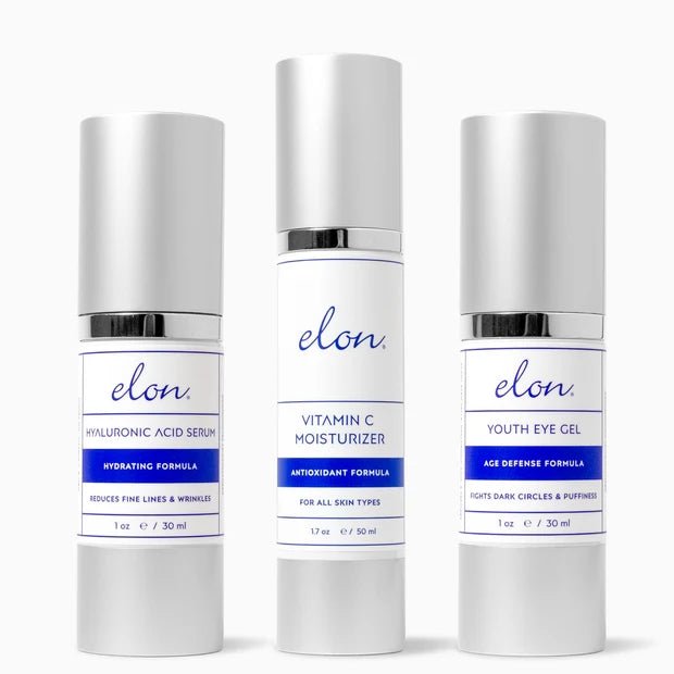 Elon Hydration Package (Hyaluronic Acid Serum, Vitamin C Moisturizer, Youth Eye Gel) - elonessentials.com