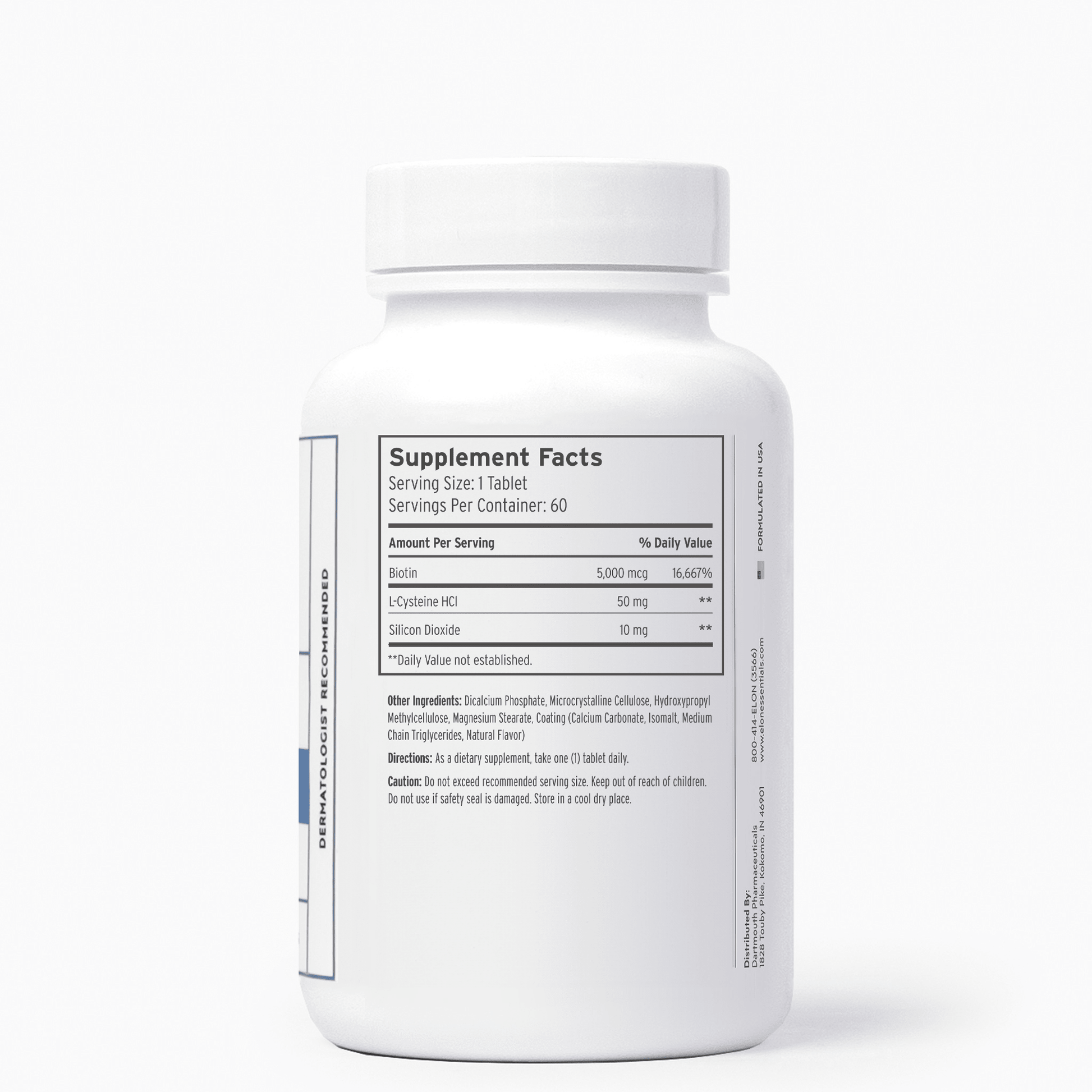 ELON Matrix 5000 - Supplement Facts Panel on bottle