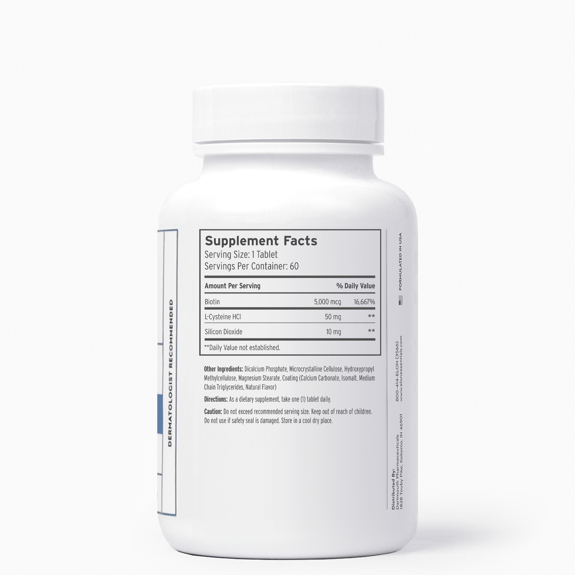 ELON Matrix 5000 - Supplement Facts Panel on bottle