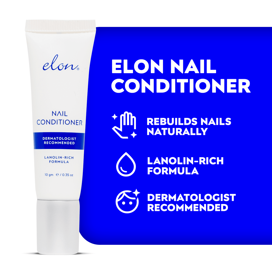 Elon Lanolin - Rich Nail Conditioner (10 gm Tube) - Front Image of Tube