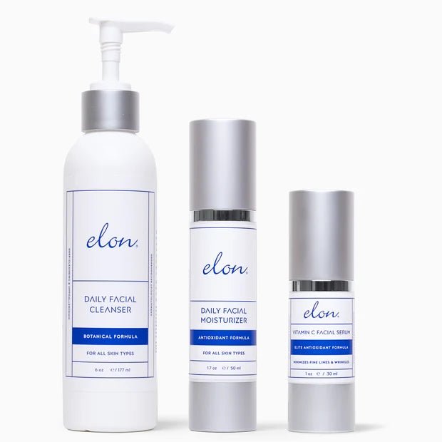 Elon Facial Care Package (Facial Cleanser, Vitamin C Facial Serum, Daily Facial Moisturizer) - elonessentials.com