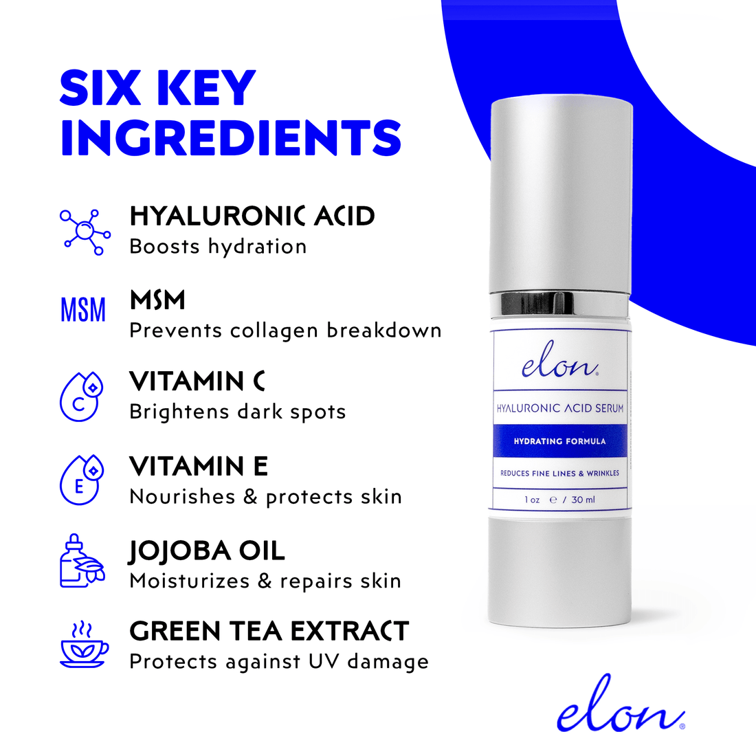Elon Hyaluronic Acid Serum: Deep Skin Hydration - elonessentials.com