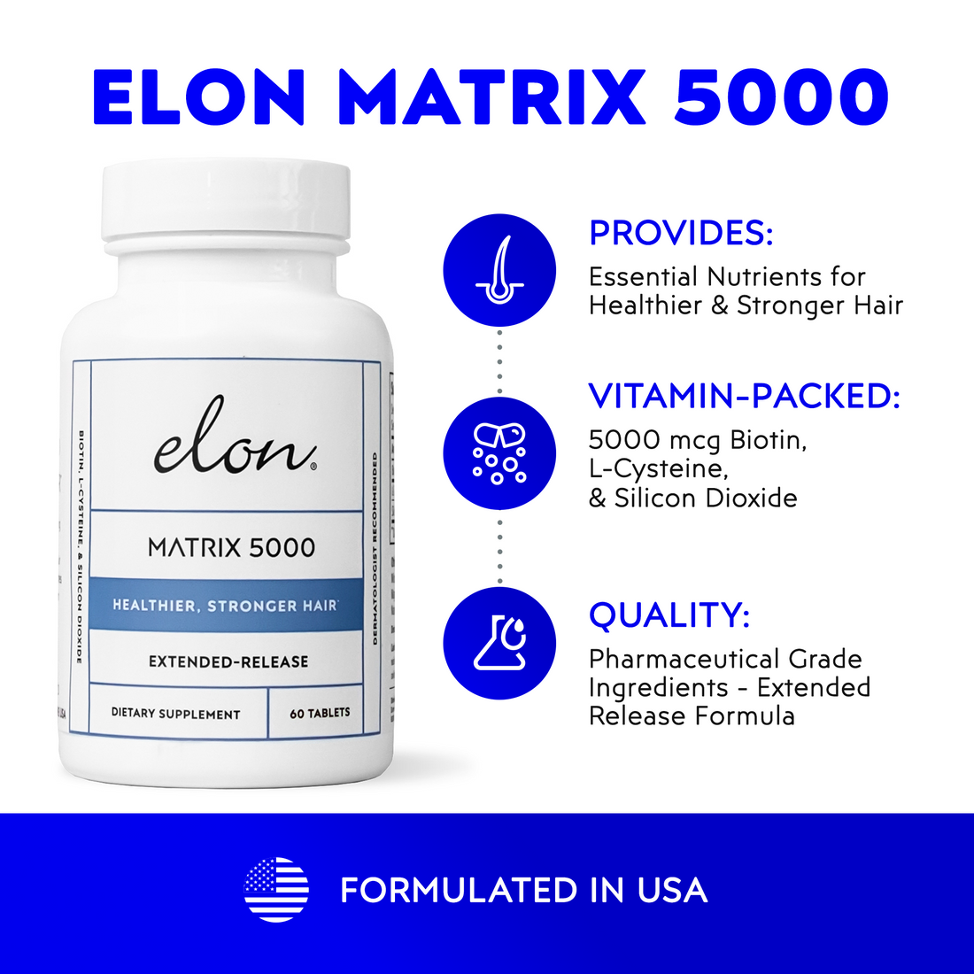Elon Matrix 5000 for Healthier & Stronger Hair - Front Image of Bottle