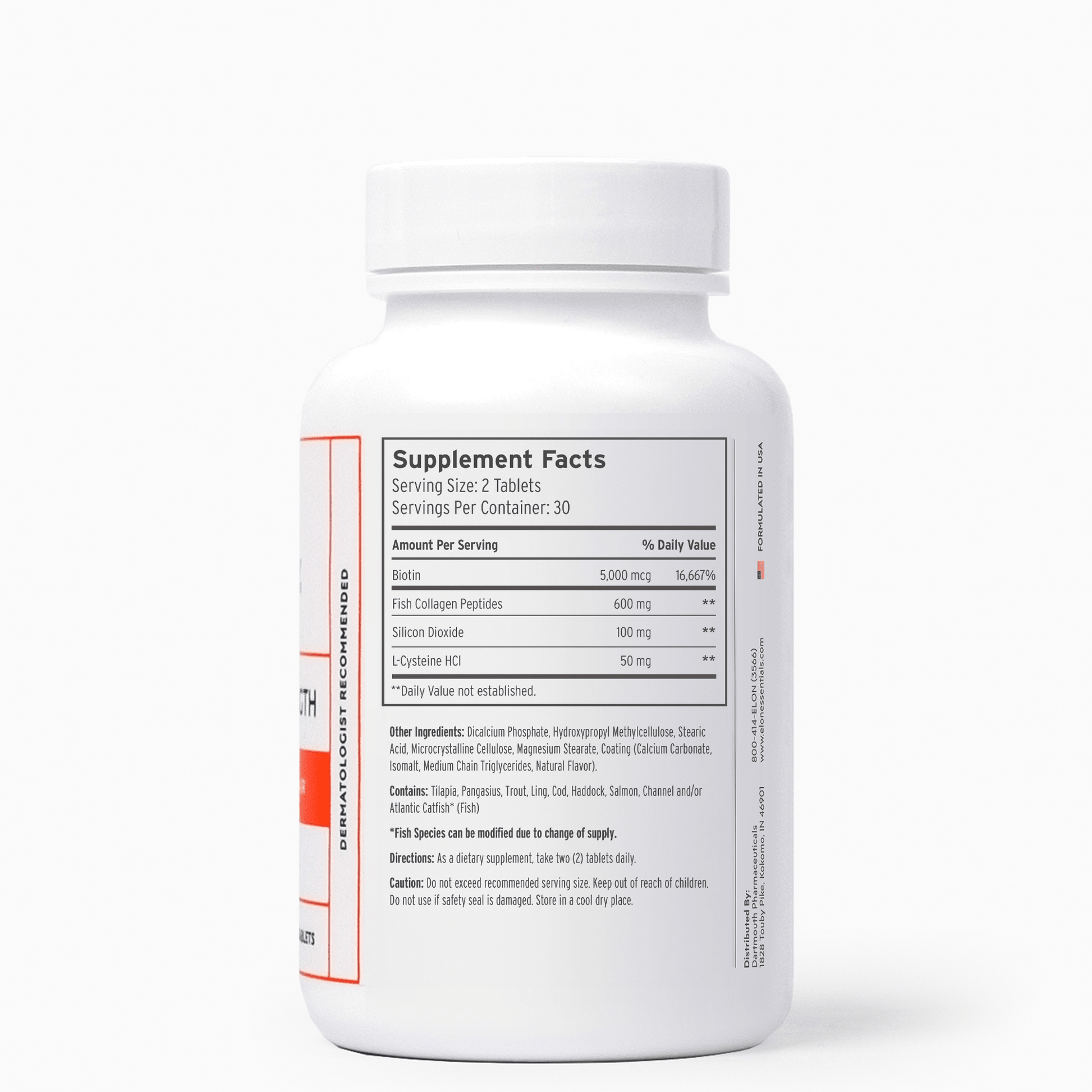 Elon R3 Extra Strength - Healthy Hair Vitamins - Supplement Facts Panel