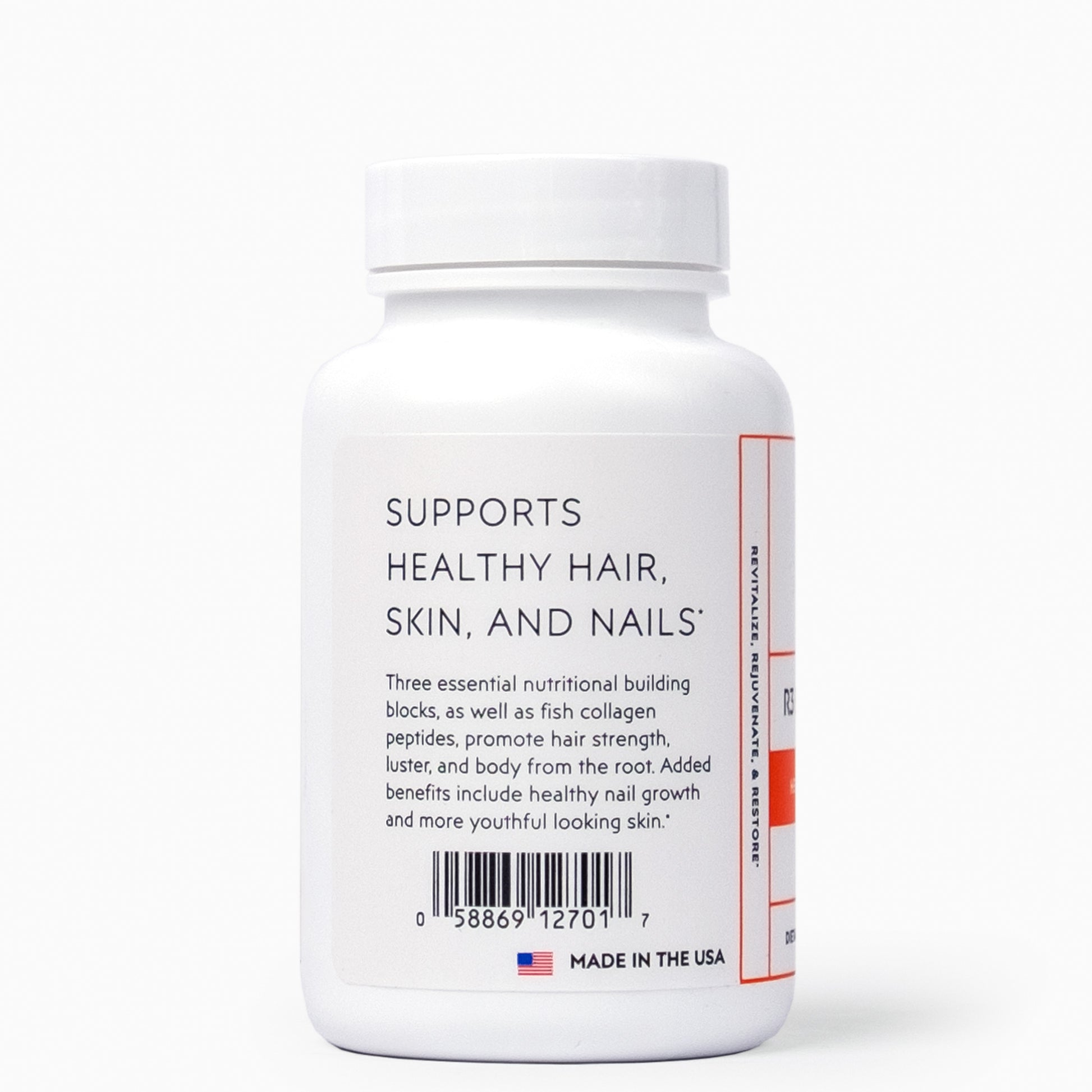 Elon R3 Extra Strength - Healthy Hair Vitamins - Side Image of Bottle with product description