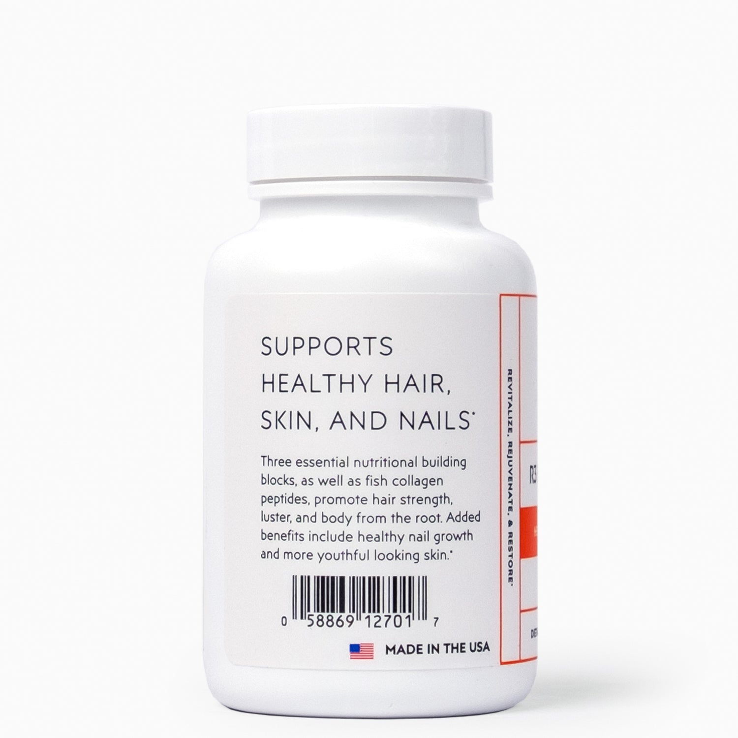 Elon R3 Extra Strength - Healthy Hair Vitamins - Side Image of Bottle with product description